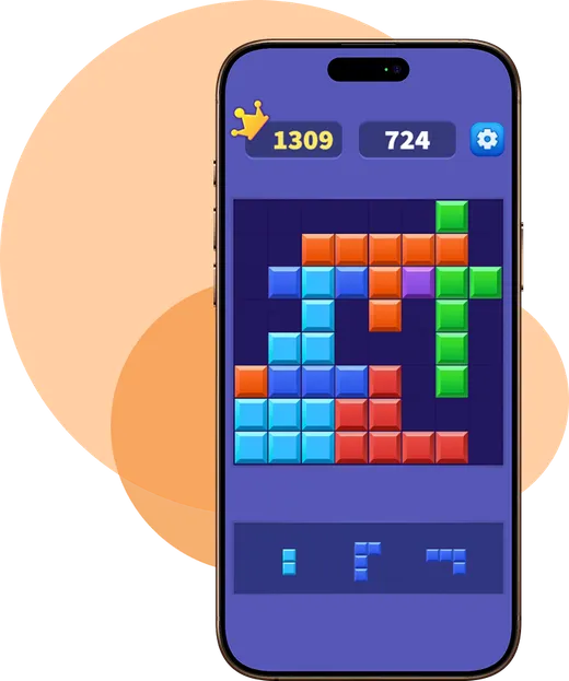 A phone displaying a game on Purus Games